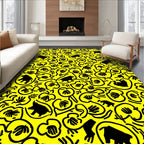 Whimsical Animal Floral Yellow Rug