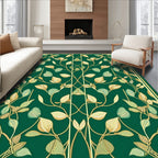 Art Nouveau Emerald Leaf Vine Pattern Rug