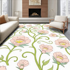 Romantic Pink Floral Vine Pattern Rug