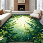 Lush Forest Canopy Ferns Design Rug