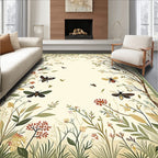 Nature Garden Bee Blossom Pattern Rug