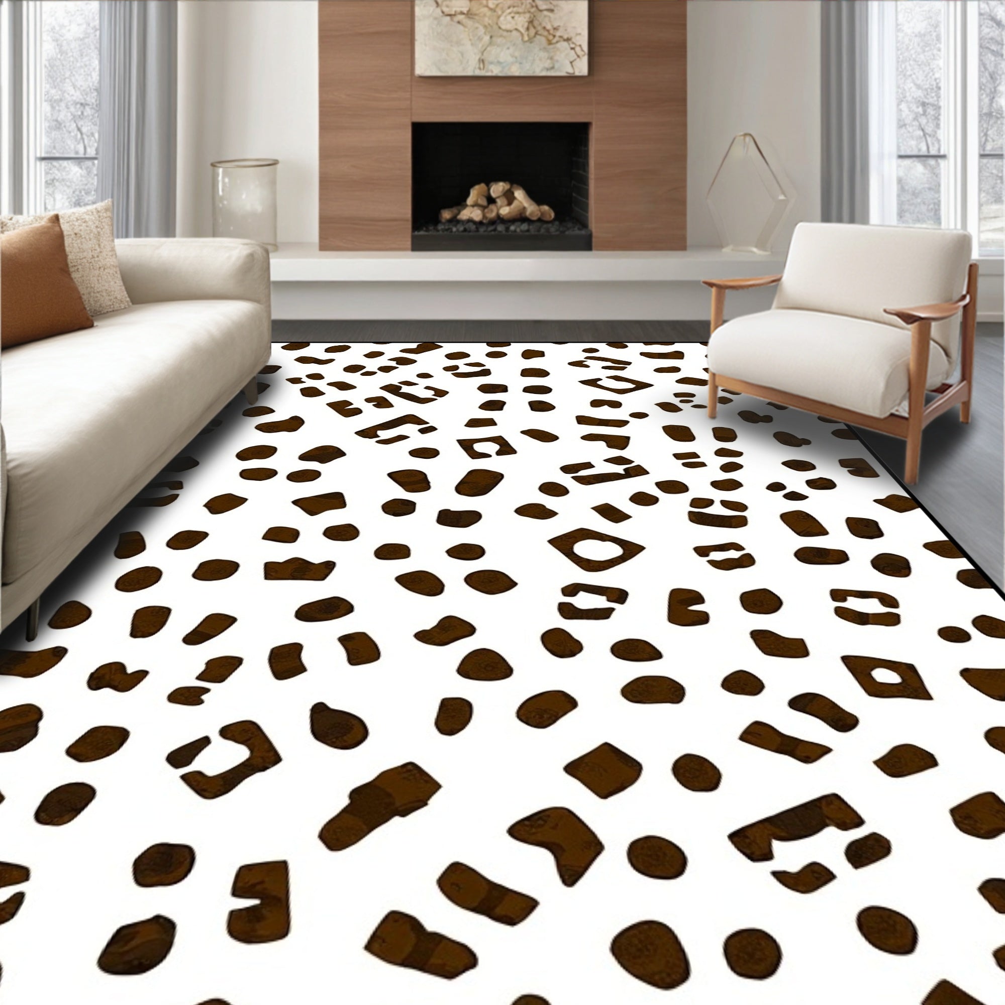 Brown Abstract Animal Print Rug