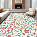 Whimsical Floral And Leaf Pattern Rug