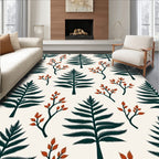 Forest Green Fern Branches Rug