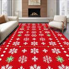 Red White Snowflake Winter Holiday Rug