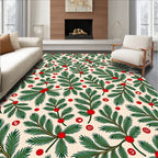 Festive Green Pine Berry Garland Rug