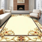 Ornate Floral Scrollwork Border Pattern Rug