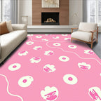 Playful Pink Floral Faces Pattern Rug