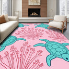 Ocean Turtle Coral Design Rug