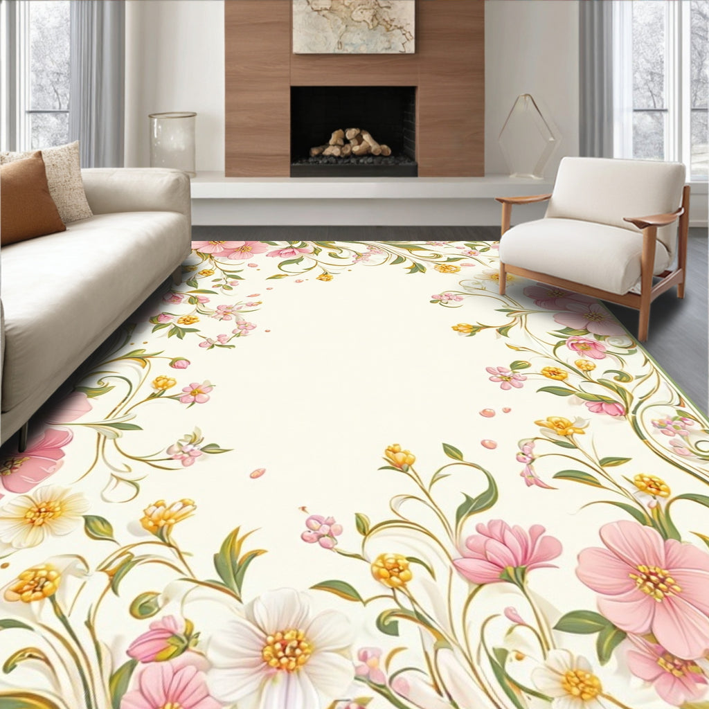Whimsical Floral Vine Pattern Rug