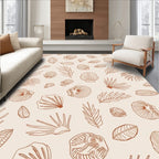 Seashell Leaf Botanical Line Art Rug