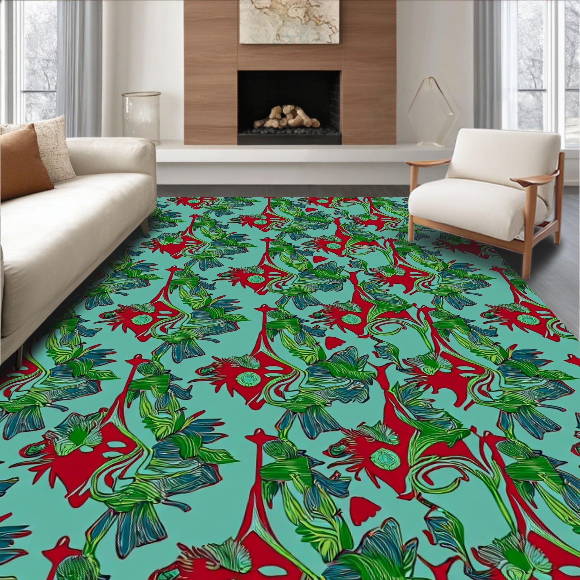 Art Nouveau Floral And Vine Pattern Rug