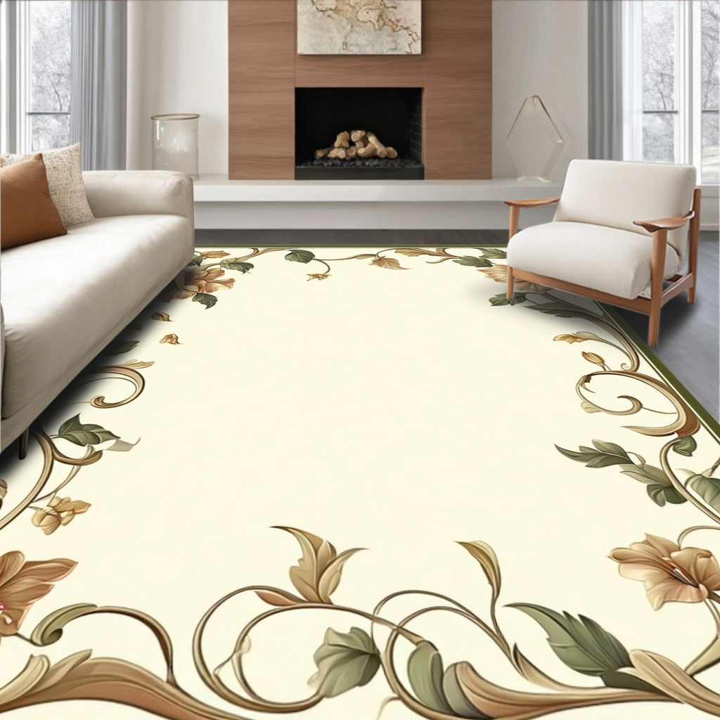 Ornate Floral Vine Pattern Rug