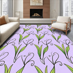 Pastel Lilac Floral Swirl Pattern Rug