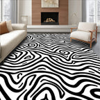Abstract Black White Swirl Pattern Rug