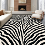 Black White Zebra Stripe Pattern Rug