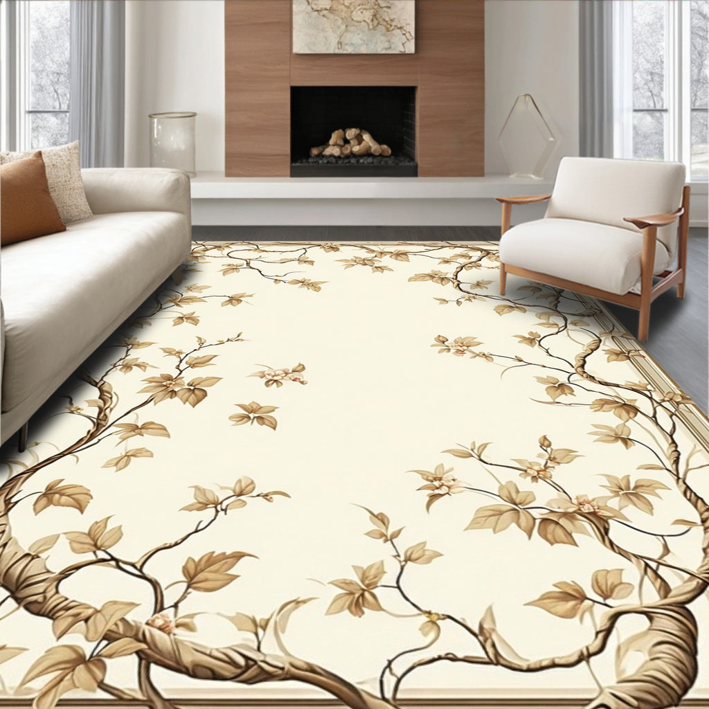 Whimsical Branch And Blossom Pattern Rug