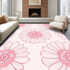 Pink Floral Outline Pattern Rug