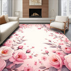 Soft Pink Floral Bloom Rug