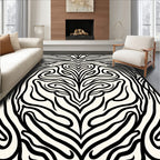 Bold Black White Flowing Waves Rug