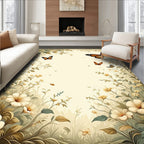 Floral Garden Butterfly Motif Rug