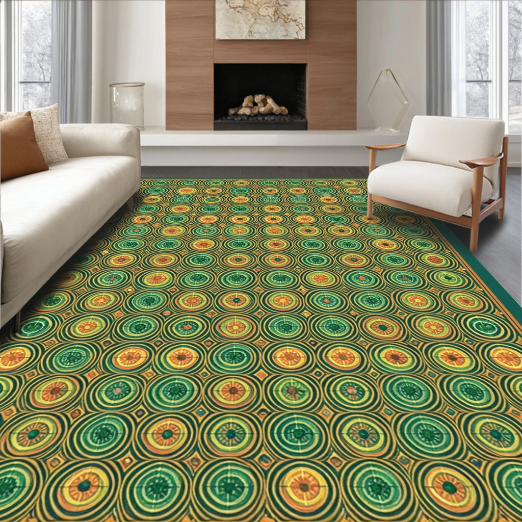 Retro Abstract Geometric Circles Rug