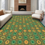 Retro Abstract Geometric Circles Rug