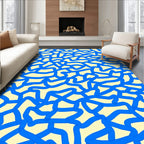 Abstract Blue Cream Intertwined Pattern Rug