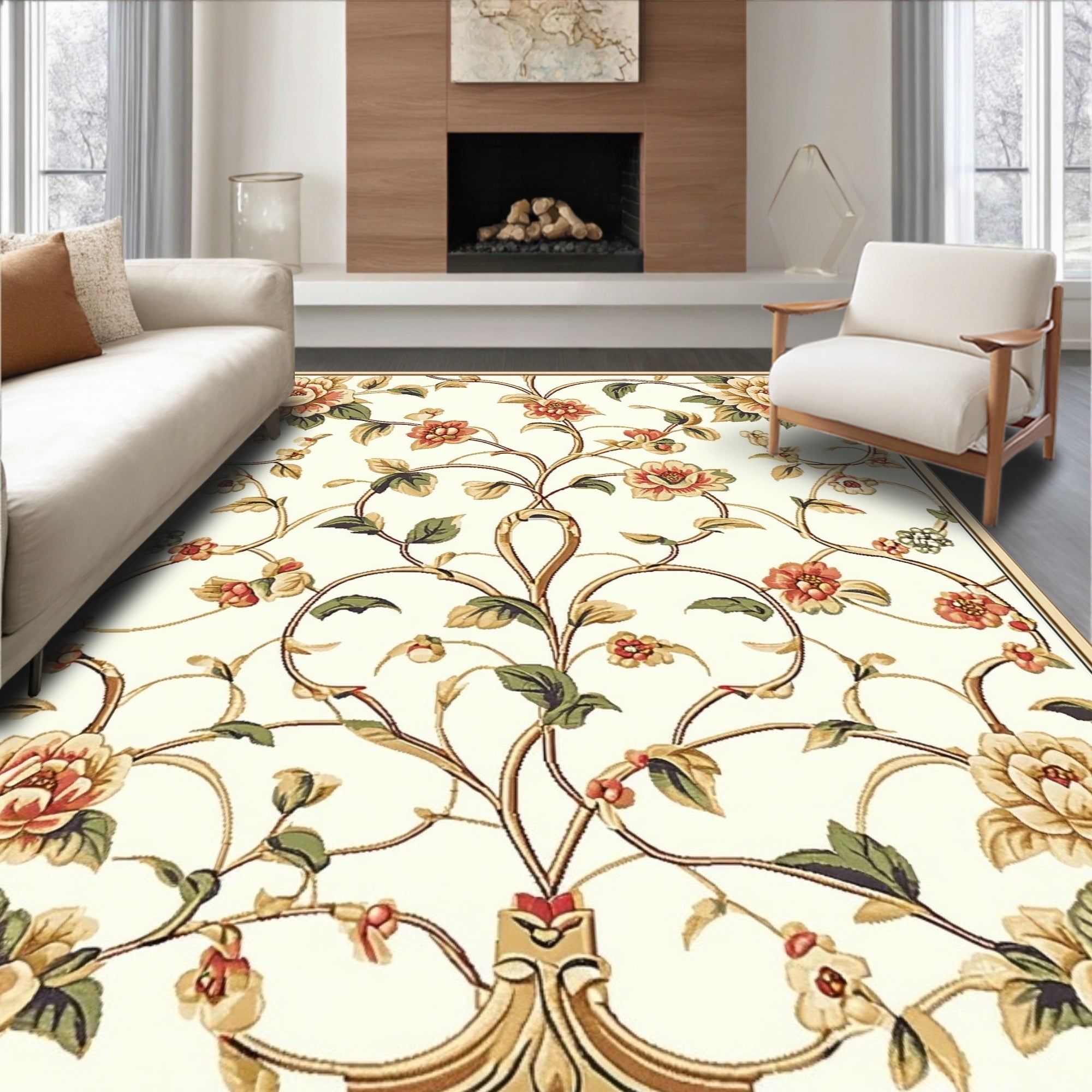 Classic Floral Vine Pattern Rug