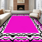 Bold Black White Pink Frame Rug