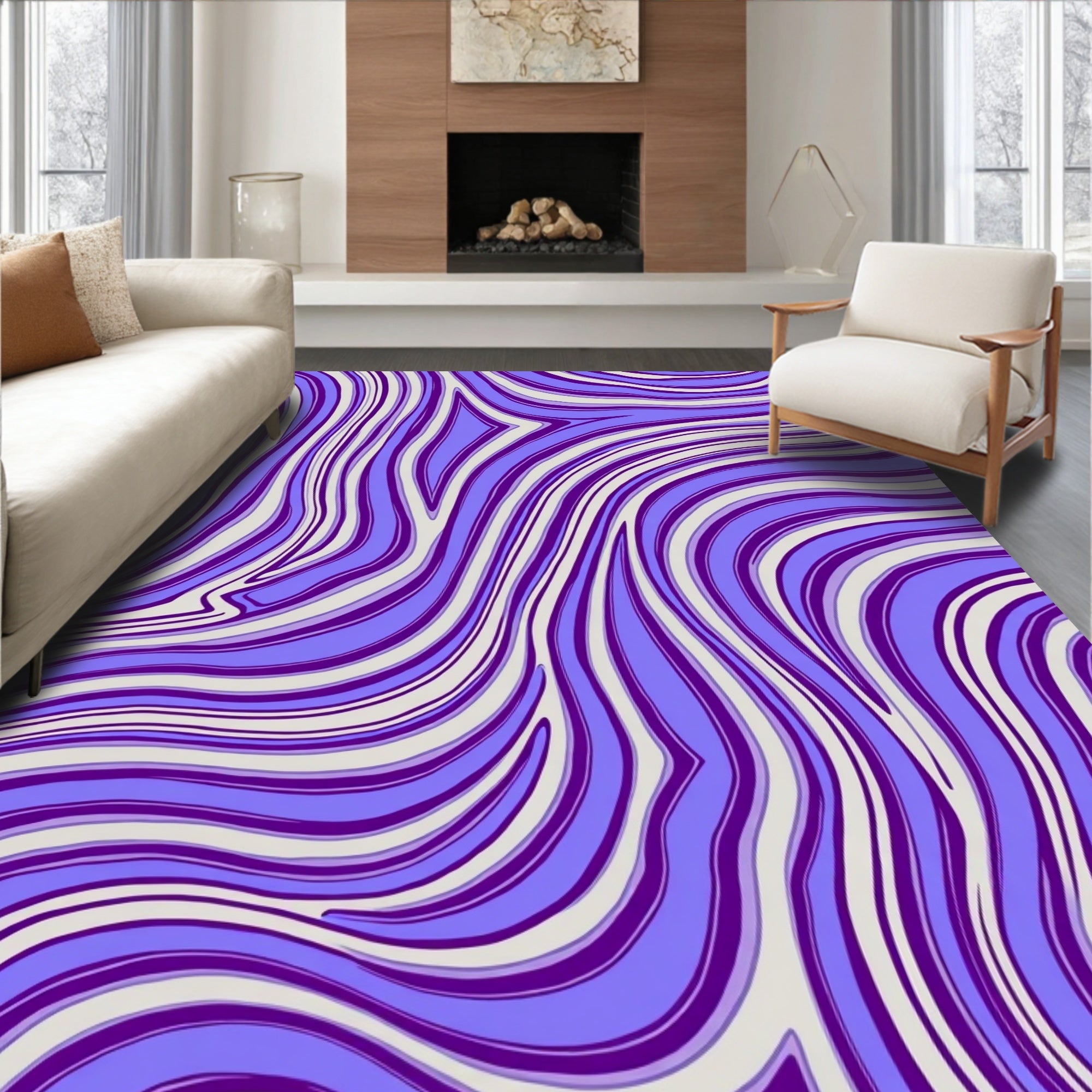 Purple Wave Pattern Rug