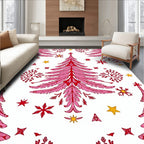 Pink Feathered Festive Christmas Trees Rug