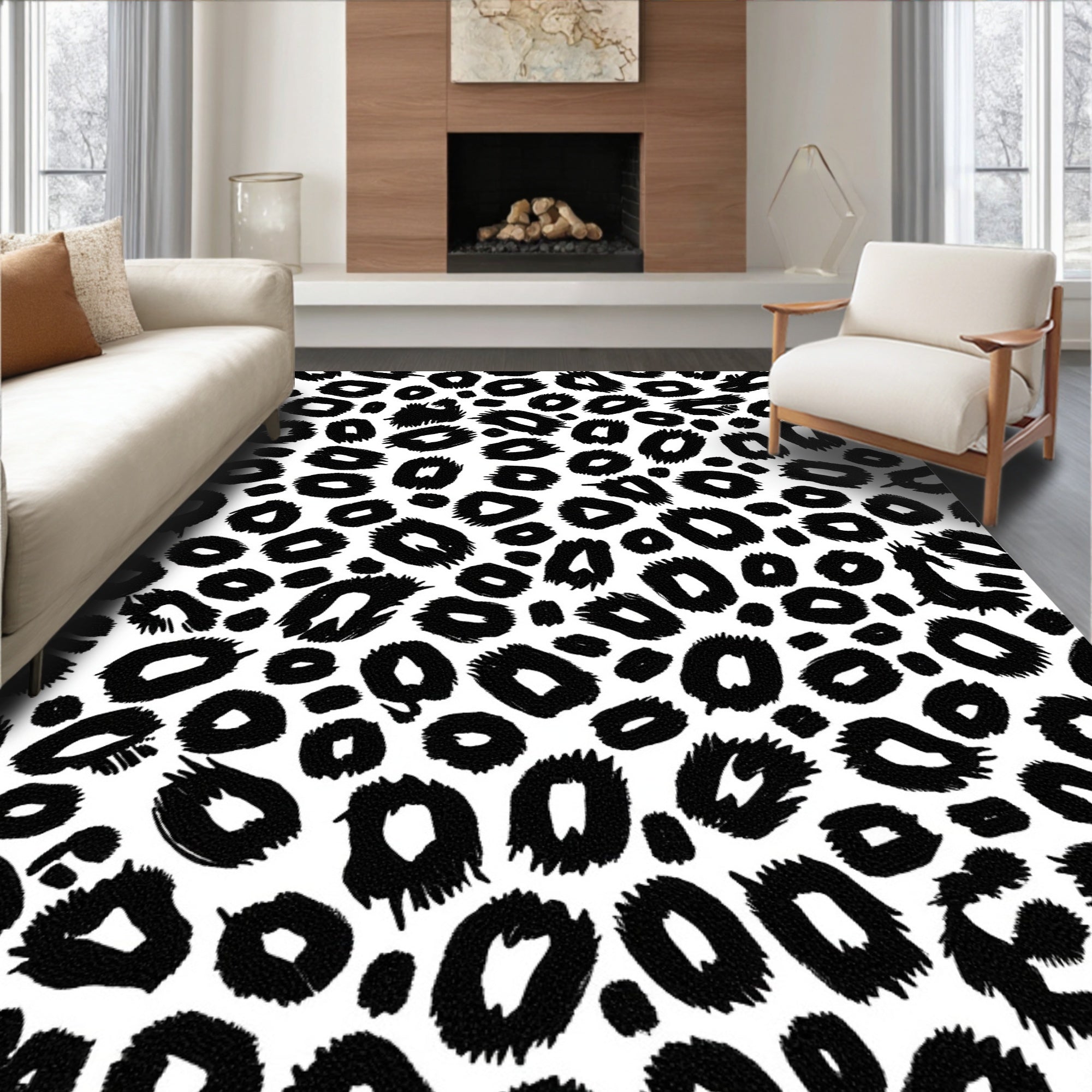 Bold Monochrome Animal Spot Rug