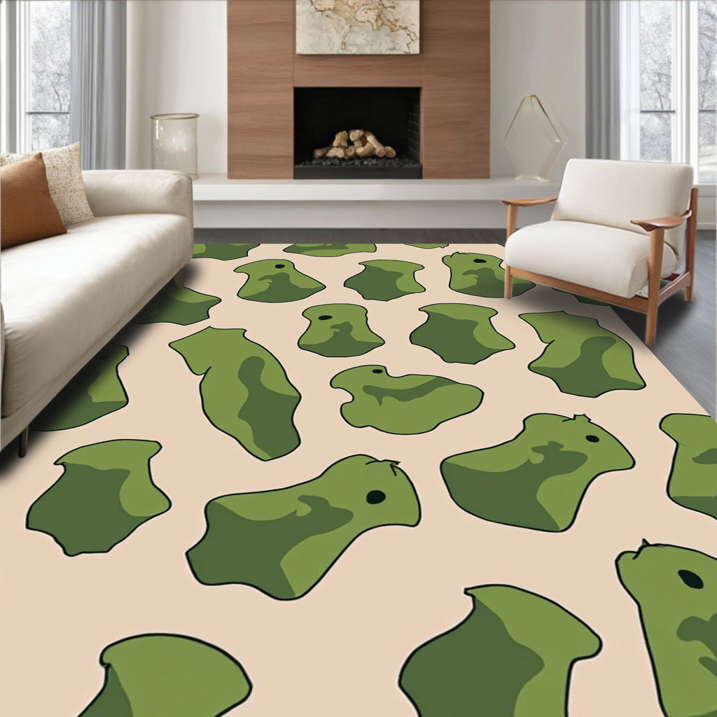 Camouflage Abstract Organic Shapes Rug