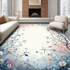 Whimsical Floral Vines With Butterflies Rug
