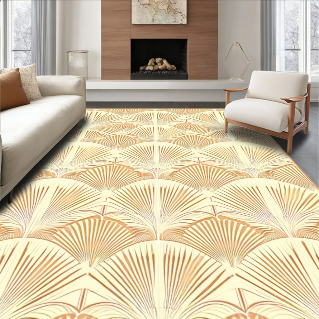 Art Deco Fan Pattern Warm Tones Rug