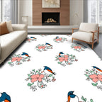 Whimsical Bird Floral Pattern Rug