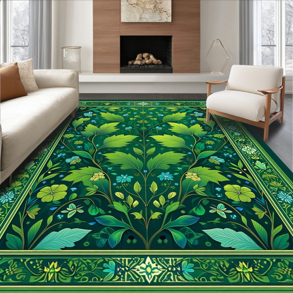 Emerald Garden Floral And Butterfly Rug