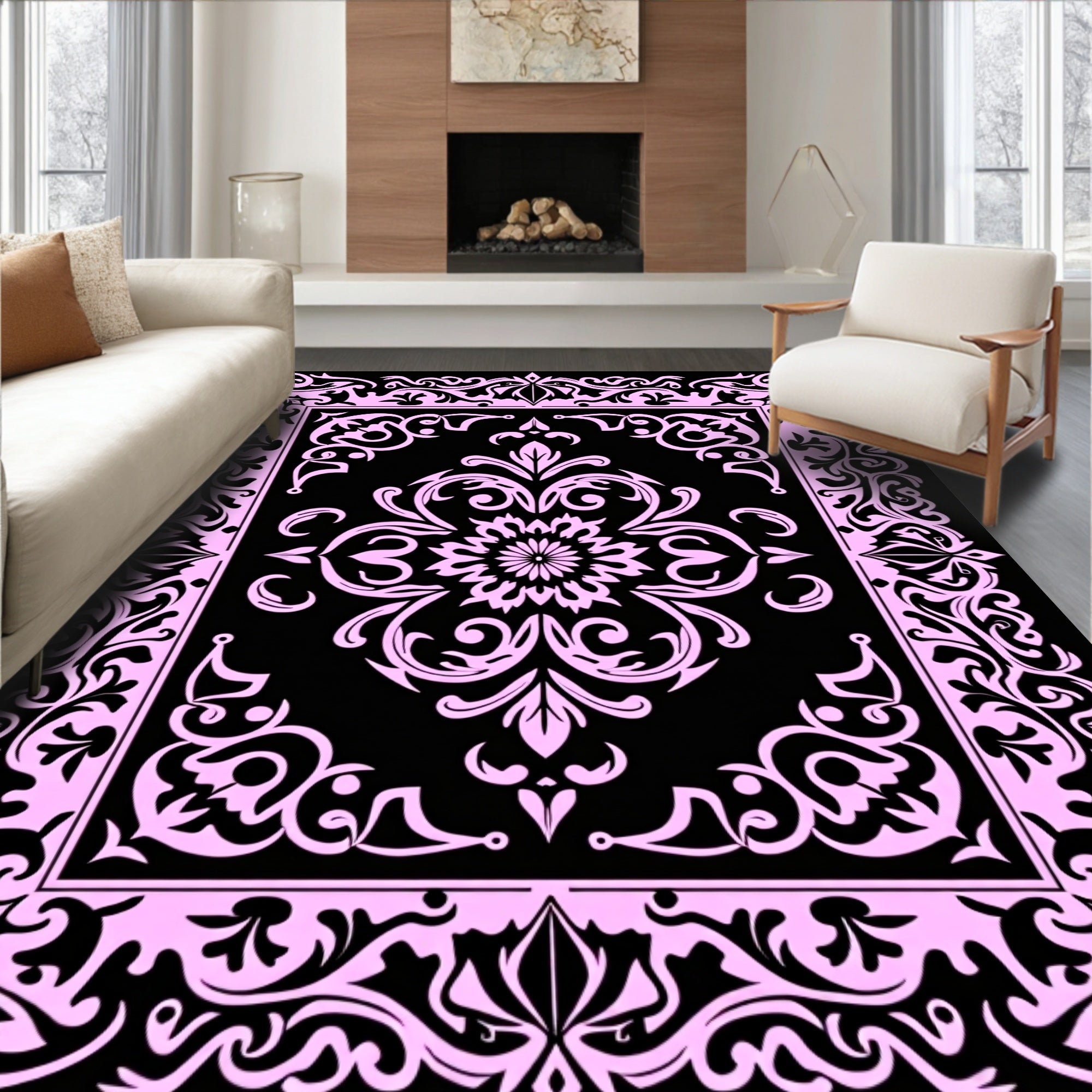 Intricate Floral Scrollwork Pattern Rug