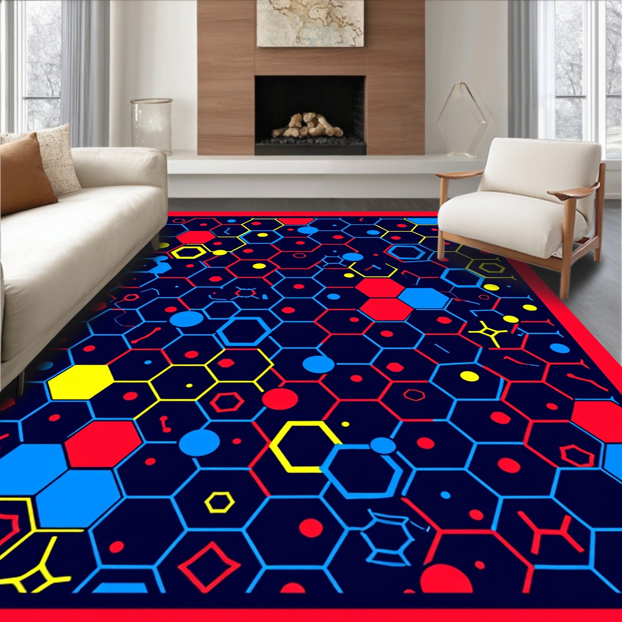 Geometric Hexagon Pattern Rug