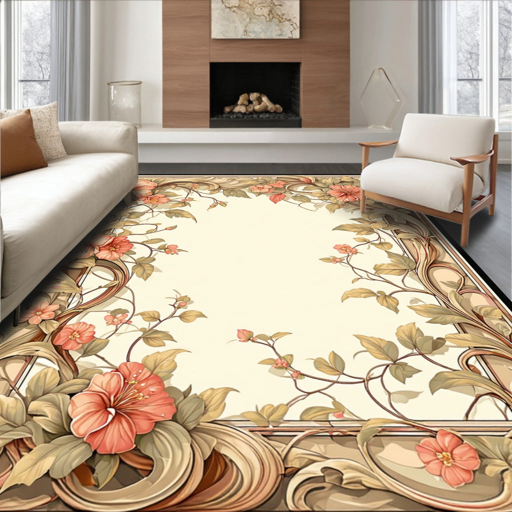 Art Nouveau Floral Frame Design Rug