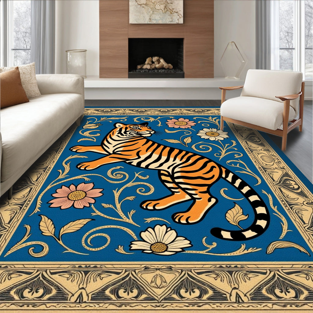 Radiant Tiger Floral Motif Rug
