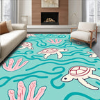 Turtle And Coral Motif Design Rug