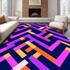 Colorful Geometric Maze Pattern Rug