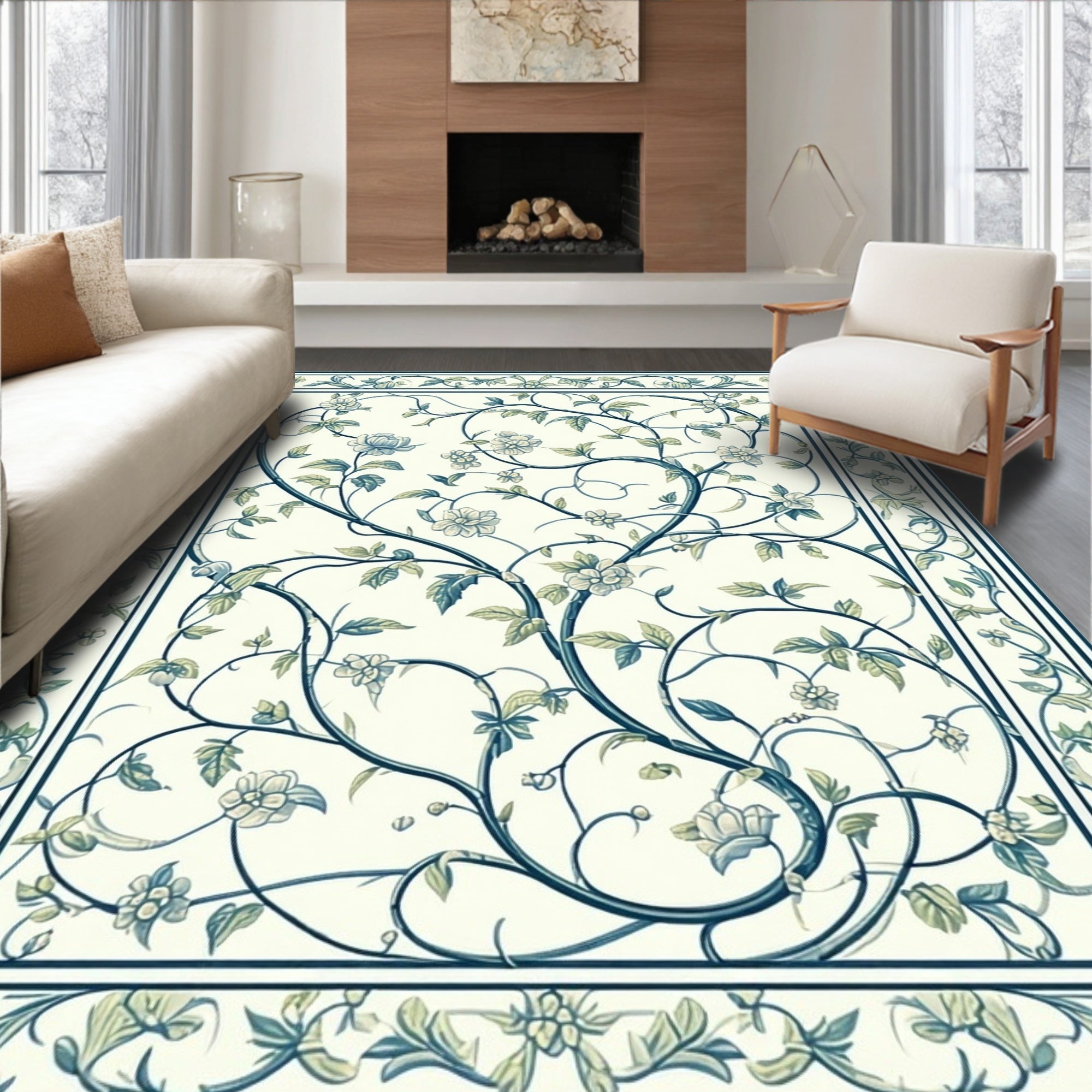 Vines and Flowers Garden Pattern Rug