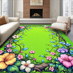 Vibrant Garden Floral Vine Pattern Rug