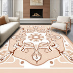Symmetrical Earth Tones Floral Inlay Rug