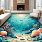Ocean Life Underwater Tropical Design Rug