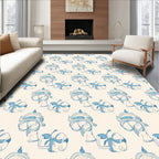 Scattered Blue Ribbon Cotton Print Rug