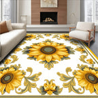 Golden Sunflower Scrollwork Pattern Rug